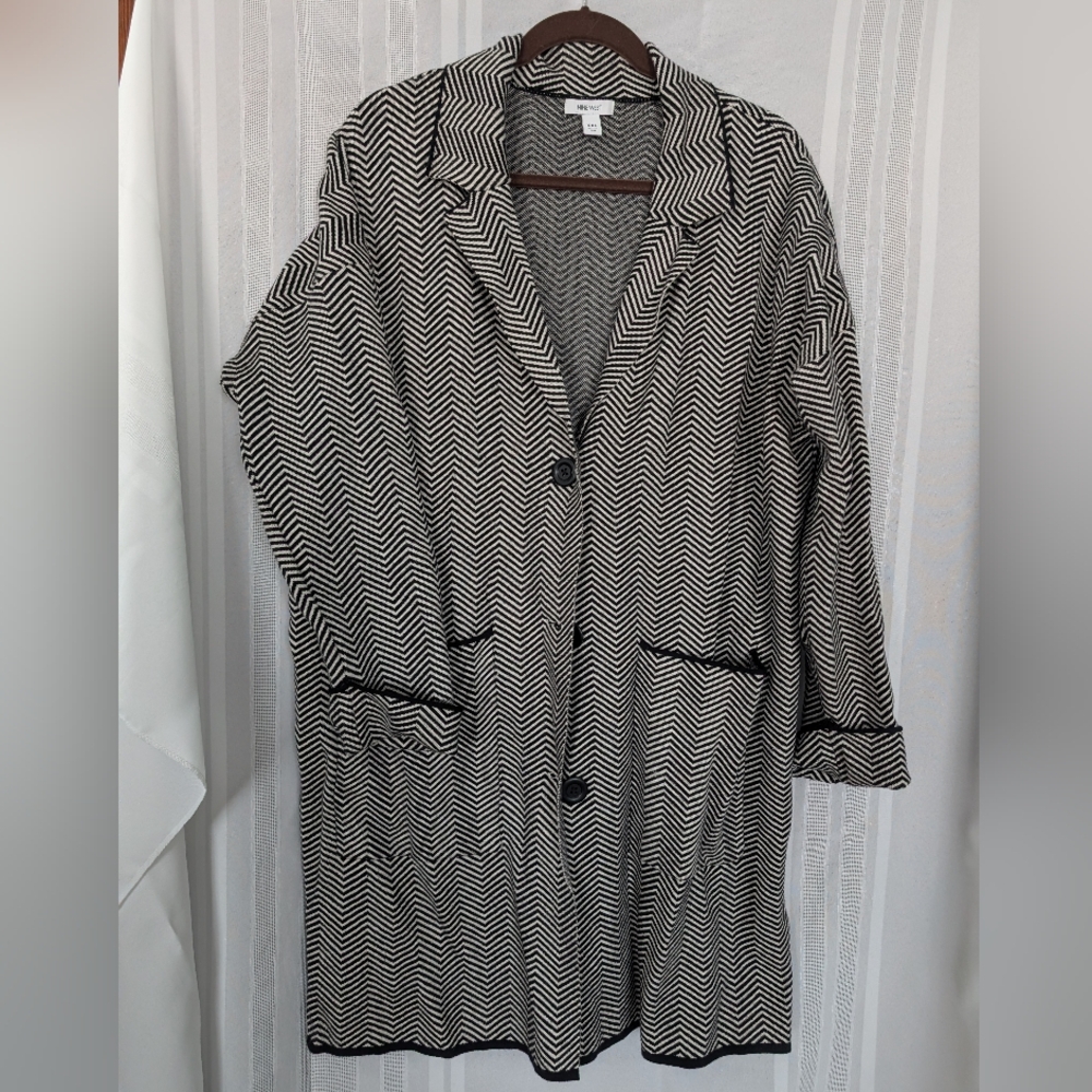 Nine West Women's Black and White Chevron Coat